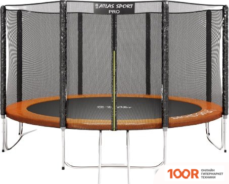 Батут Atlas Sport 435 СМ - 14FT PRO (УСИЛЕННЫЕ ОПОРЫ, ВНЕШНЯЯ СЕТКА, ОРАНЖЕВЫЙ) (9740)