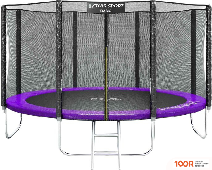 Батут Atlas Sport 435 СМ - 14FT BASIC (С ЛЕСТНИЦЕЙ, ВНЕШНЯЯ СЕТКА, СЛИВОВЫЙ) (9739)