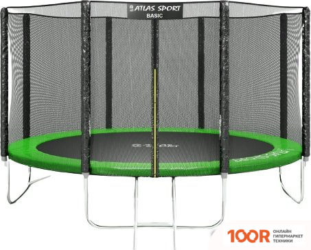 Батут Atlas Sport 435 СМ - 14FT BASIC (С ЛЕСТНИЦЕЙ, ВНЕШНЯЯ СЕТКА, ЗЕЛЕНЫЙ) (9738)