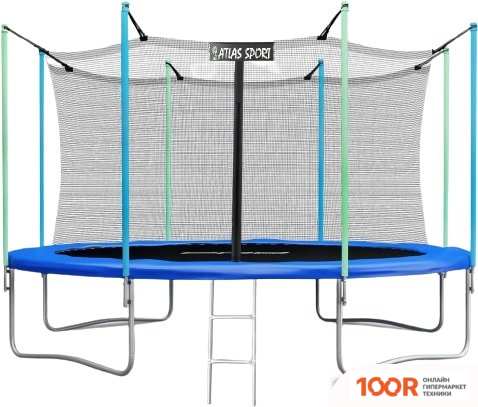 Батут Atlas Sport 435 СМ - 14FT (С ЛЕСТНИЦЕЙ, ВНУТРЕННЯЯ СЕТКА, СИНИЙ) (9737)