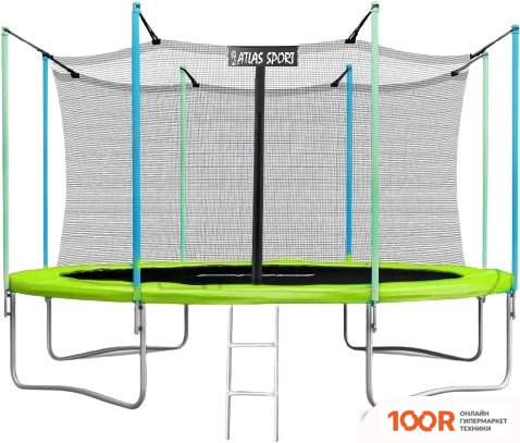 Батут Atlas Sport 435 СМ - 14FT (С ЛЕСТНИЦЕЙ, ВНУТРЕННЯЯ СЕТКА, ЗЕЛЕНЫЙ) (9736)