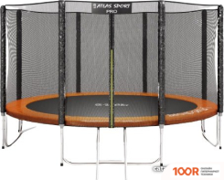Батут Atlas Sport 404 СМ - 13FT PRO (УСИЛЕННЫЕ ОПОРЫ, ВНЕШНЯЯ СЕТКА, ОРАНЖЕВЫЙ) (9734)