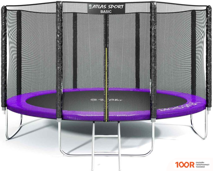 Батут Atlas Sport 404 СМ - 13FT BASIC (С ЛЕСТНИЦЕЙ, ВНЕШНЯЯ СЕТКА, СЛИВОВЫЙ) (9733)