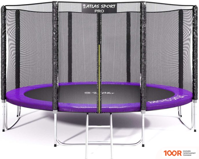 Батут Atlas Sport 374 СМ - 12FT PRO (С ЛЕСТНИЦЕЙ, ВНЕШНЯЯ СЕТКА, СЛИВОВЫЙ) (9730)