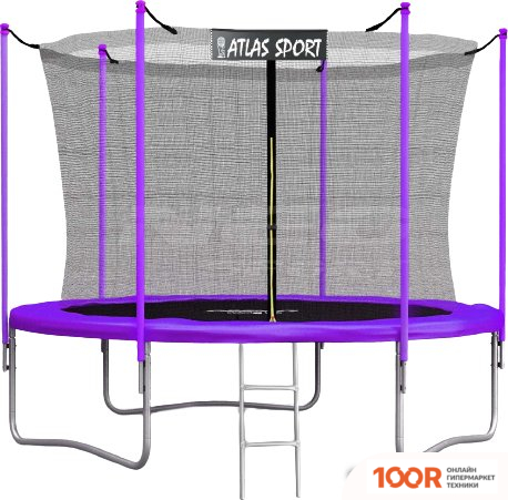 Батут Atlas Sport 374 СМ - 12FT (С ЛЕСТНИЦЕЙ, ВНУТРЕННЯЯ СЕТКА, СЛИВОВЫЙ) (9726)