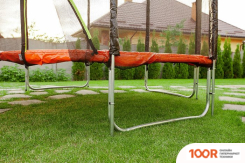 Батут Atlas Sport 252 СМ - 8FT PRO (С ЛЕСТНИЦЕЙ, ВНЕШНЯЯ СЕТКА, ОРАНЖЕВЫЙ) (9713)