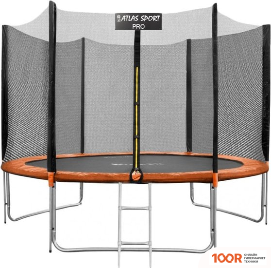 Батут Atlas Sport 252 СМ - 8FT PRO (С ЛЕСТНИЦЕЙ, ВНЕШНЯЯ СЕТКА, ОРАНЖЕВЫЙ) (9713)