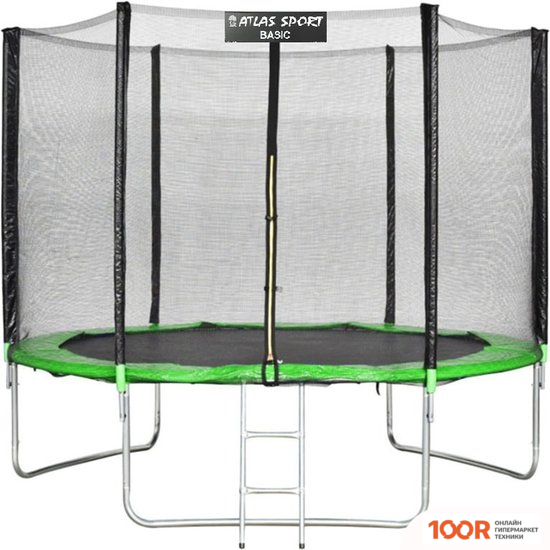 Батут Atlas Sport 252 СМ - 8FT BASIC (С ЛЕСТНИЦЕЙ, ВНЕШНЯЯ СЕТКА, ЗЕЛЕНЫЙ) (9710)