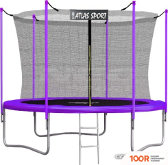 Батут Atlas Sport 252 СМ - 8FT (С ЛЕСТНИЦЕЙ, ВНУТРЕННЯЯ СЕТКА, СЛИВОВЫЙ) (9709)