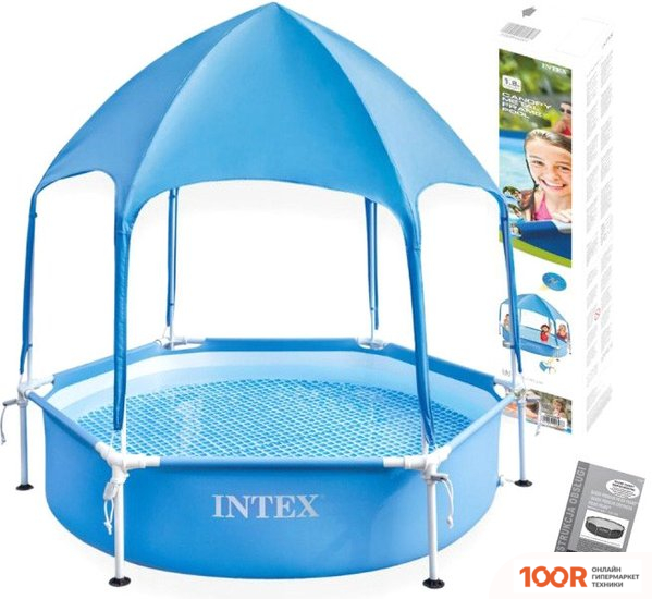 Бассейн Intex METAL FRAME С НАВЕСОМ 28209NP (183X38) (9612)