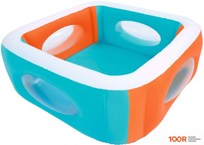 Бассейн Bestway С ОКОШКАМИ 51132 (БИРЮЗОВЫЙ/ОРАНЖЕВЫЙ, 168Х56) (9562)