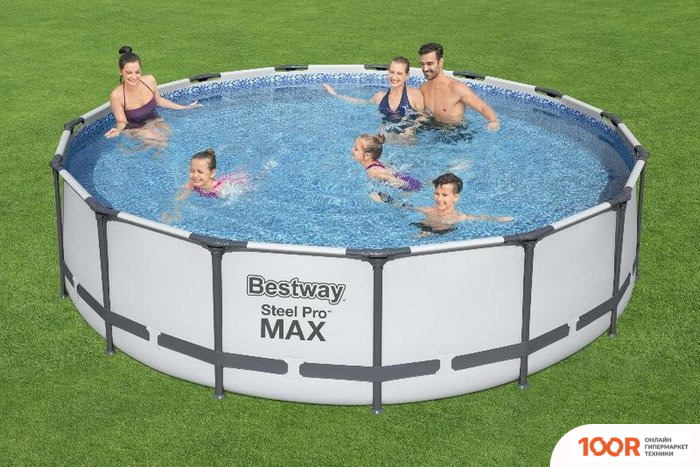 Бассейн Bestway STEEL PRO MAX (457X107, С ФИЛЬТР-НАСОСОМ, ЧЕХЛОМ, ДИСПЕНСЕРОМ И ЛЕСТНИЦЕЙ) (9517)