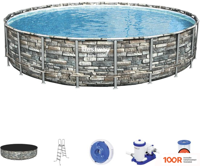 Бассейн Bestway POWER STEEL КАМЕНЬ 56889 (671X132) (9502)