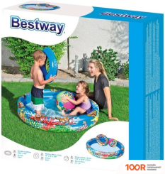 Бассейн Bestway 51124 + КРУГ + МЯЧ (122X20) (9434)