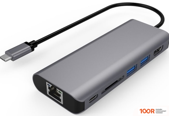 Хаб / Док-станция USBTOP USB3.1 TYPE-C - 2XUSB3.0/TYPE-C/HDMI/SD/RJ45 (8412)