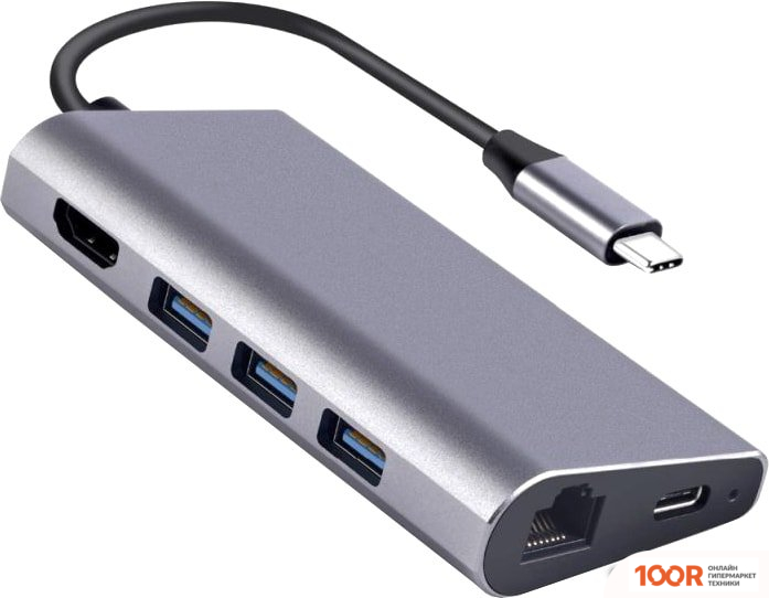 Хаб / Док-станция USBTOP USB3.0 TYPE-C - 3XUSB3.0/TYPE-C/HDMI/TF/SD/RJ45 (8407)