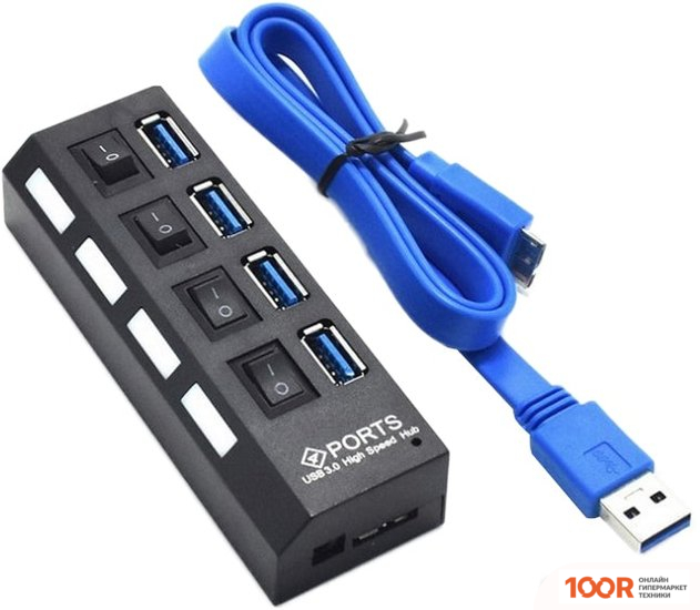 Хаб / Док-станция USBTOP USB3.0 TYPE-A - 4X USB3.0 СО СВЕТОДИОДНЫМ ИНДИКАТОРОМ (8404)