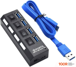 Хаб / Док-станция USBTOP USB3.0 TYPE-A - 4X USB3.0 СО СВЕТОДИОДНЫМ ИНДИКАТОРОМ (8404)