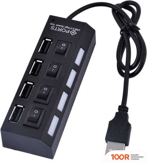 Хаб / Док-станция USBTOP USB2.0 TYPE-A - 4X USB2.0 С ВЫКЛЮЧАТЕЛЯМИ (8396)