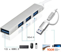 Хаб / Док-станция USBTOP USB TYPE-C/USB TYPE-A - 4XUSB TYPE-A 556654 (8392)