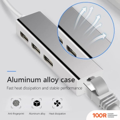 Хаб / Док-станция USBTOP USB TYPE-C - 3XUSB TYPE-A/RJ-45 556375 (8386)