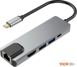 Хаб / Док-станция USBTOP USB TYPE-C - 2XUSB TYPE-A/USB TYPE-C/HDMI/RJ-45 555207 (8385)