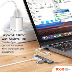 Хаб / Док-станция USBTOP USB TYPE-A/USB TYPE-C - 4XUSB TYPE-A 556710 (8383)