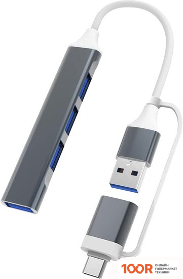 Хаб / Док-станция USBTOP USB TYPE-A/USB TYPE-C - 4XUSB TYPE-A 556710 (8383)