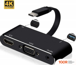 Хаб / Док-станция USBTOP 5IN1 USB3.1 TYPE-C - HDMI/2X USB3.0/USB-C/RJ45 (1000 MBPS) (8372)