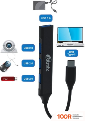 Хаб / Док-станция Ritmix CR-4401 METAL (8208)