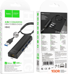 Хаб / Док-станция Hoco HB42 USB TYPE-A (3 X USB 3.2 GEN1, 1.2 М) (8090)