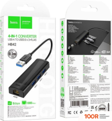 Хаб / Док-станция Hoco HB42 USB TYPE-A (3 X USB 3.2 GEN1, 0.2 М) (8089)