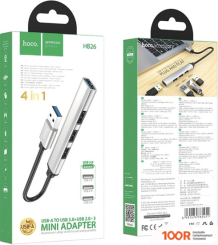 Хаб / Док-станция Hoco HB26 (СЕРЕБРИСТЫЙ) (8064)