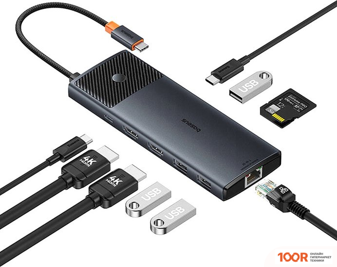 Хаб / Док-станция Baseus METAL GLEAM SERIES II 10-IN1 USB HUB B00061800123-00 (7771)