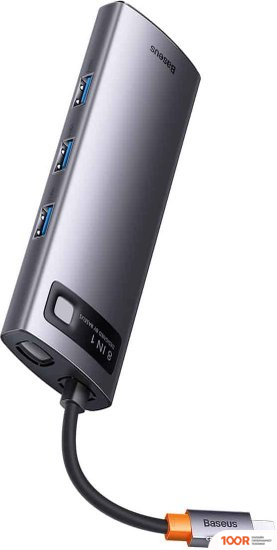 Хаб / Док-станция Baseus METAL GLEAM SERIES 8-IN-1 MULTIFUNCTIONAL TYPE-C HUB DOCKING STATION GRAY WKWG050013 (7766)