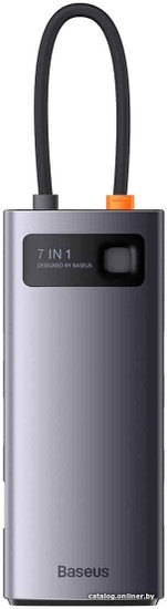 Хаб / Док-станция Baseus METAL GLEAM SERIES 6-IN-1 MULTIFUNCTIONAL TYPE-C HUB DOCKING STATION GRAY WKWG030113 (7758)