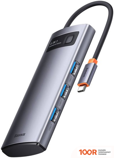 Хаб / Док-станция Baseus METAL GLEAM SERIES 4-PORT USB-A HUB WKWG070013 (7757)