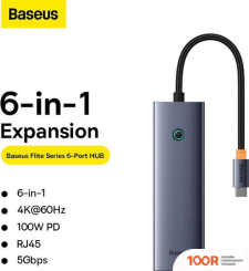 Хаб / Док-станция Baseus FLITE SERIES 6-PORT HUB DOCKING STATION B00052807813-00 (7742)