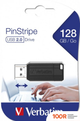 USB Flash Verbatim PINSTRIPE 128GB (ЧЕРНЫЙ) (7675)