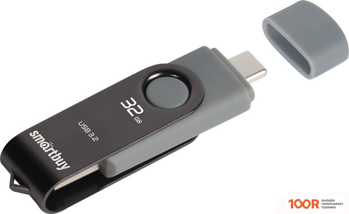 USB Flash SmartBuy TWIST DUAL 32GB (ЧЕРНЫЙ) (7625)