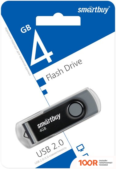 USB Flash SmartBuy TWIST 4GB (ЧЕРНЫЙ) (7614)