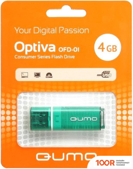 USB Flash QUMO OPTIVA 01 4GB (ЗЕЛЕНЫЙ) (7204)