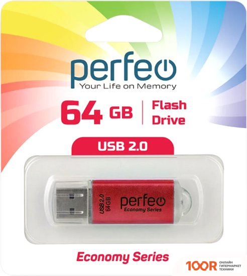USB Flash Perfeo E01 64GB (КРАСНЫЙ) (7165)
