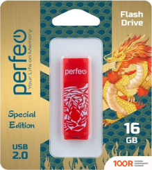 USB Flash Perfeo C04 RED TIGER 16GB (КРАСНЫЙ) (7121)