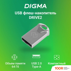 USB Flash Digma DRIVE 2 64GB DGFUM064A20SR (6450)