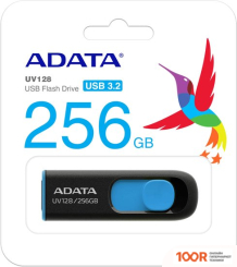 USB Flash ADATA DASHDRIVE UV128 256GB (ЧЕРНЫЙ/СИНИЙ) (6314)