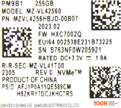 SSD Samsung PM9B1 256GB MZVL4256HBJD-00B07 (5787)