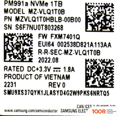 SSD Samsung PM991A 1TB MZVLQ1T0HBLB-00B00 (5772)