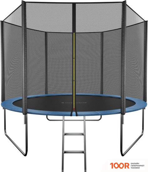Батут GetActive JUMP 10FT - 312 СМ С ЛЕСТНИЦЕЙ, ВНЕШНЕЙ СЕТКОЙ (СИНИЙ) (331696)