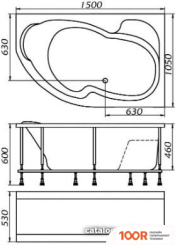 Ванна 1Марка AURA 150X105 L (С КАРКАСОМ И ЭКРАНОМ) (18148)